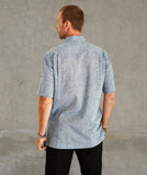 Convertible Short-Sleeve Khadi Cotton Crosshatch Shirt