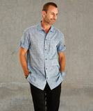 Convertible Short-Sleeve Khadi Cotton Crosshatch Shirt