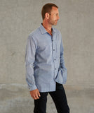 Convertible Collar Khadi Melange Long-Sleeve Shirt