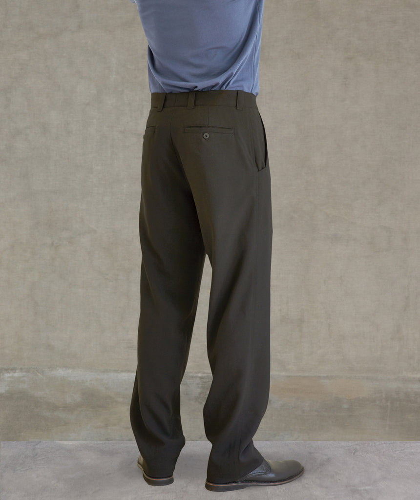 Relaxed Tropical Wool Side Zip Pocket Pant