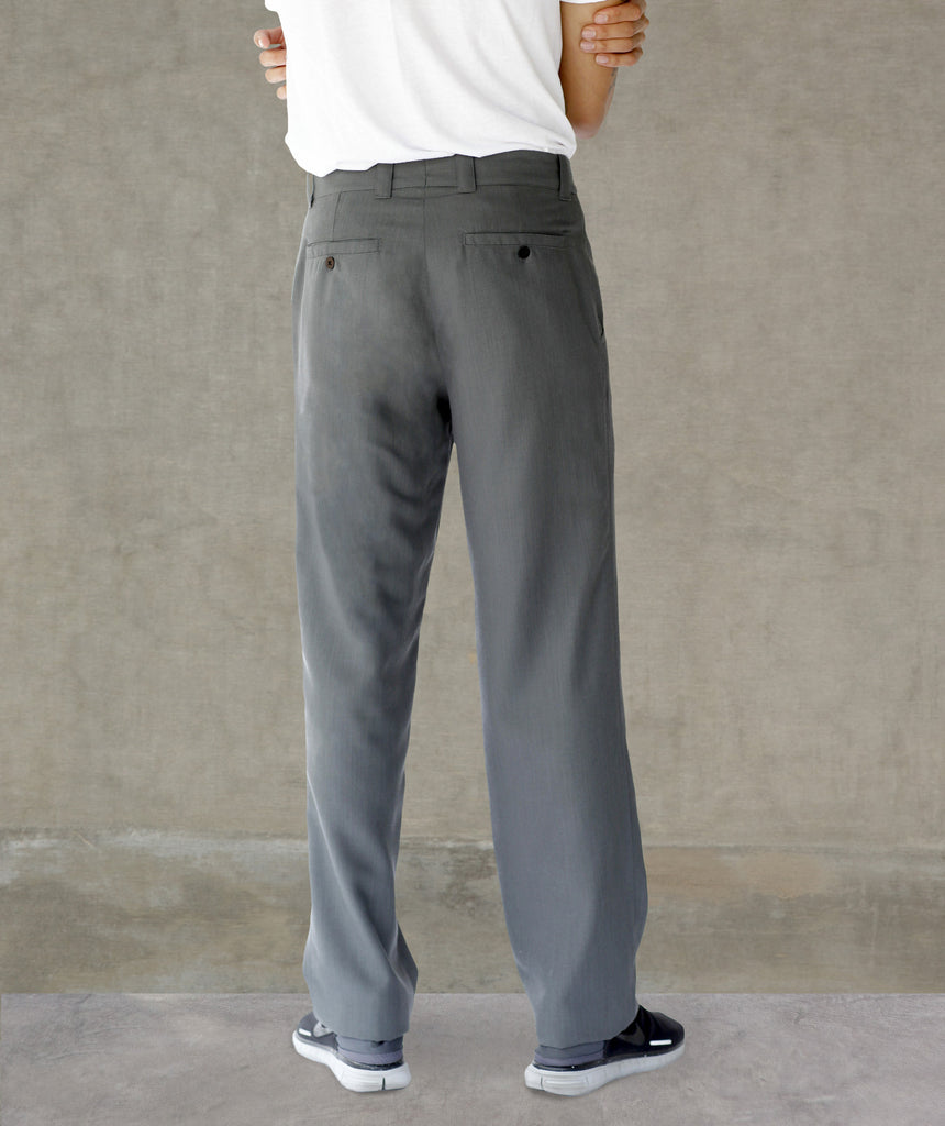 Relaxed Tropical Wool Side Zip Pocket Pant