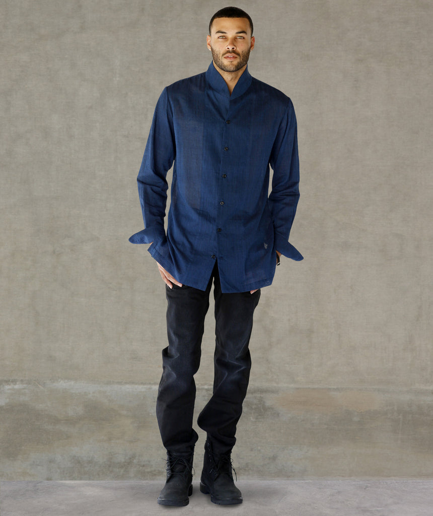 Shawl Collar Light Khadi Cotton Shirt