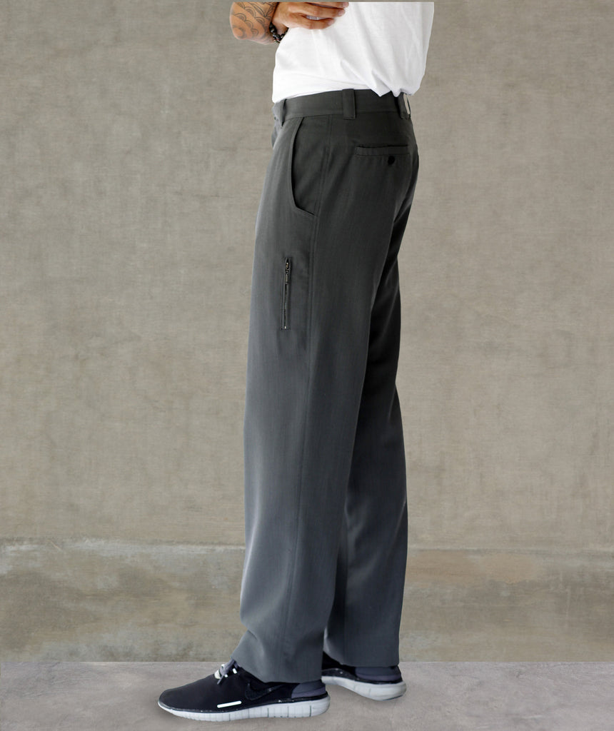 Relaxed Tropical Wool Side Zip Pocket Pant