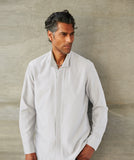 Standing Collar Cotton/Silk Long Shirt