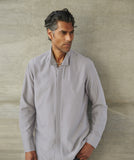 Standing Collar Cotton/Silk Long Shirt