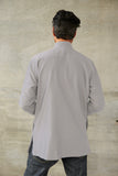 Standing Collar Cotton/Silk Long Shirt