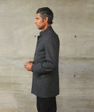 4 Pocket Band Collar Wool Crepe Jacket